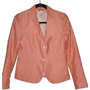 Gap Blazer Women's Sz 2 Peach Geometric‎ Print Button Front